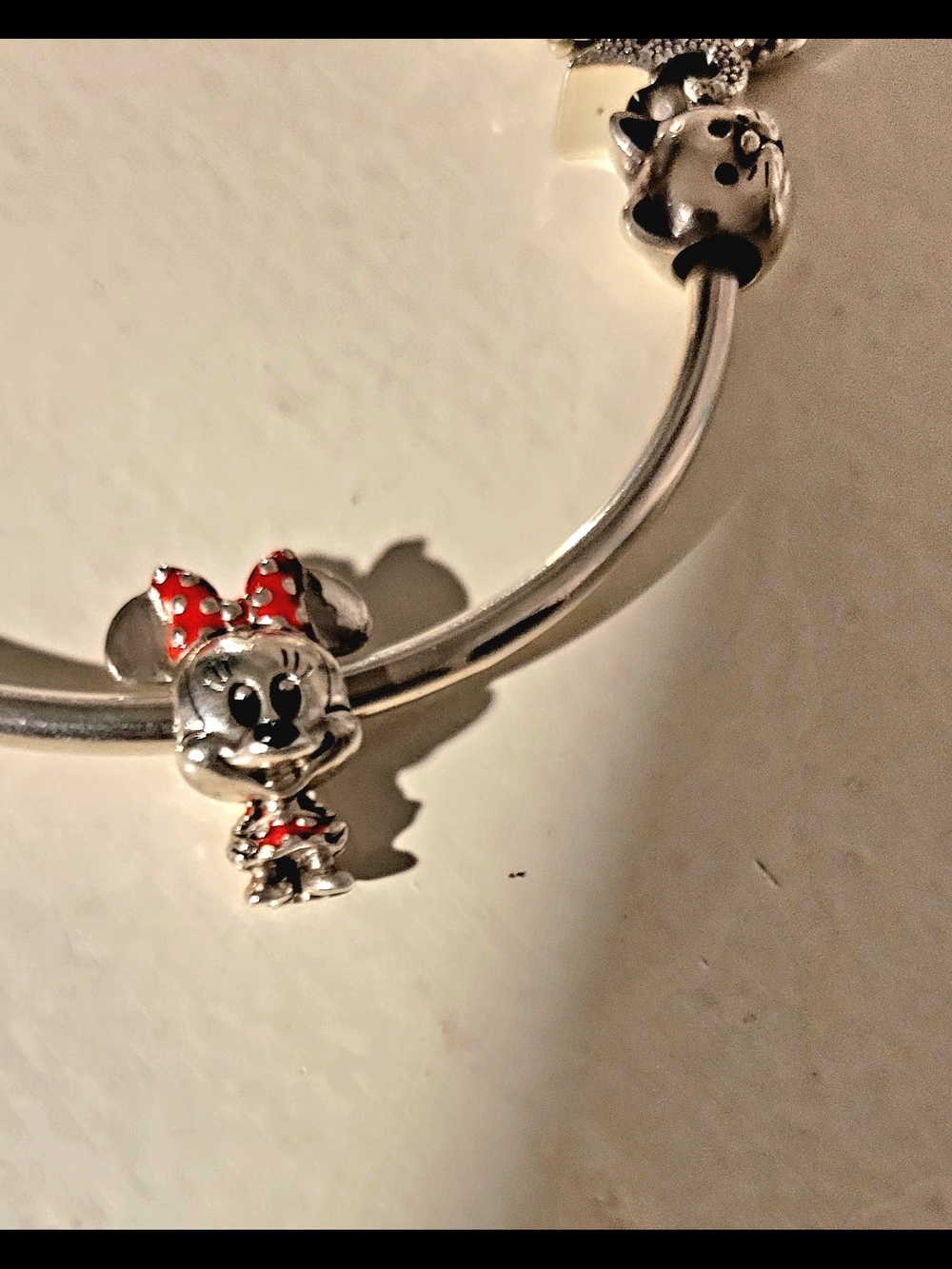 Pandora Silver Minnie Mouse Charm Bracelet with Red Accents